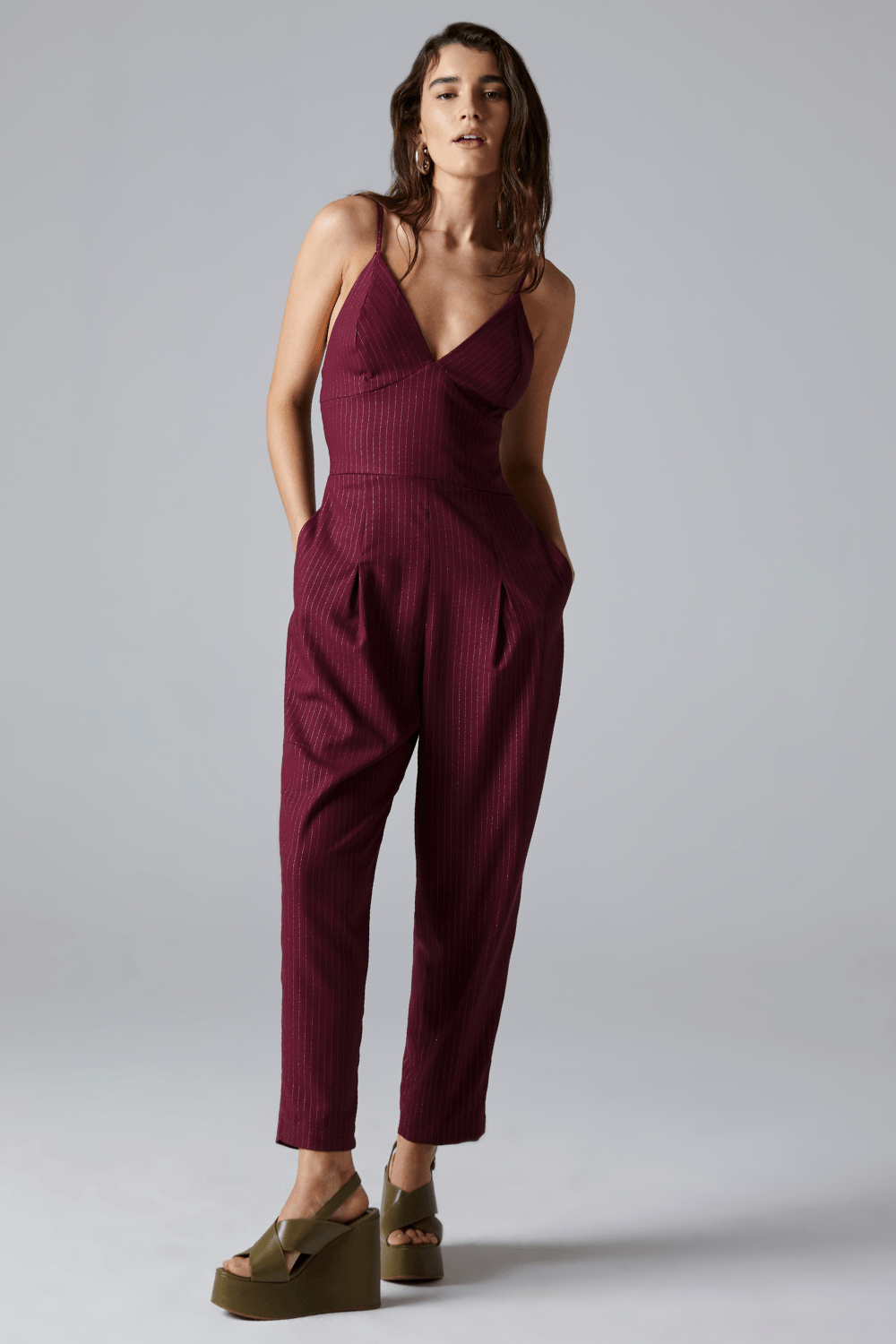 MACACÃO RISCAS LUREX-VINHO / PRATA PP - VINHO / PRATA - 316039